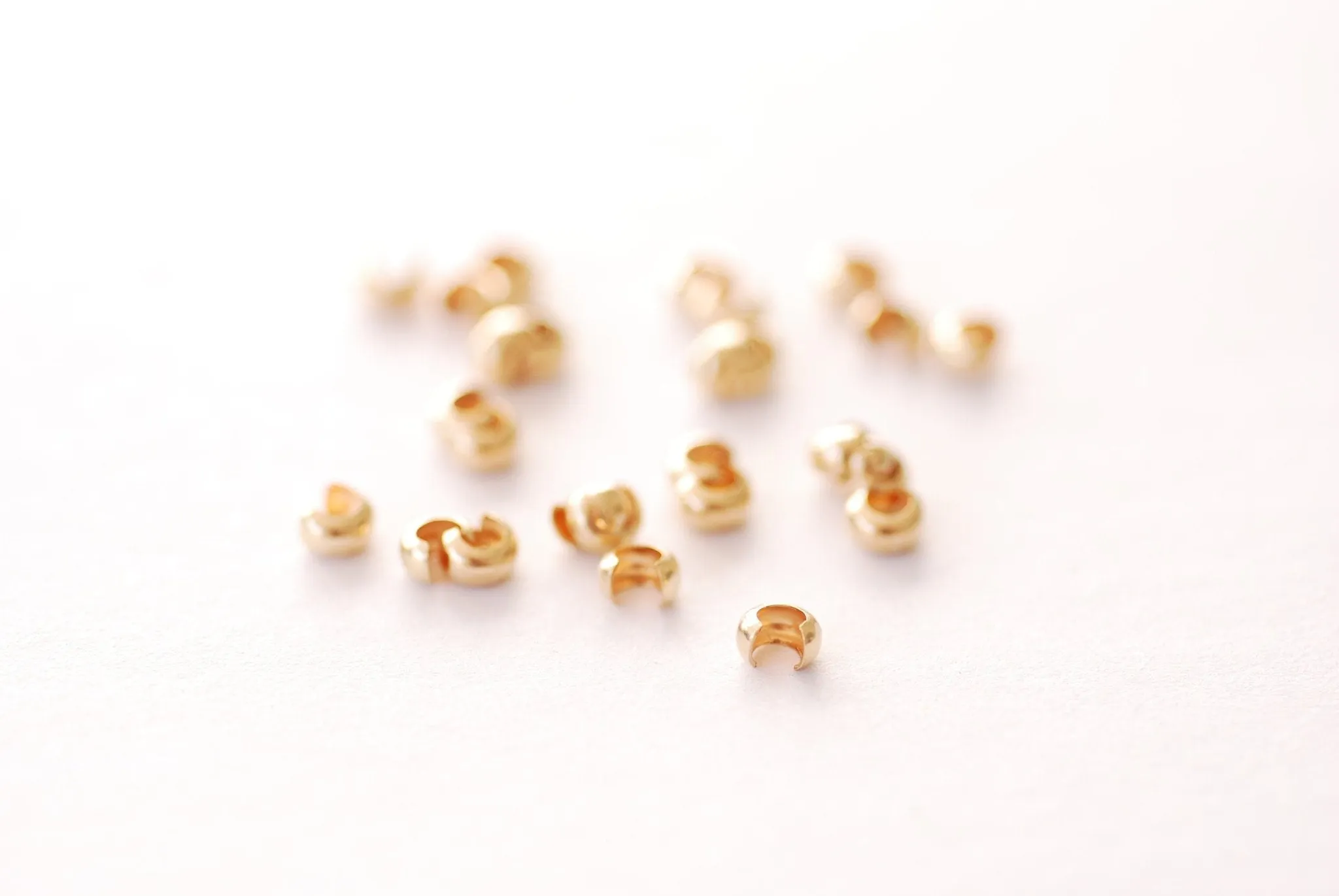 10 pcs Gold Filled 3mm Crimp Cover Findings Fits 2mm Crimps Gold Crimp Cover Beading Crimp Covers Cable thimbles Wholesale Findings GFCH2-53