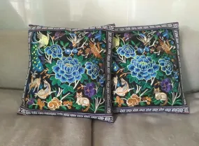 2 Hmong Thai Embroidered Hobo Boho Cushion Pillow Covers