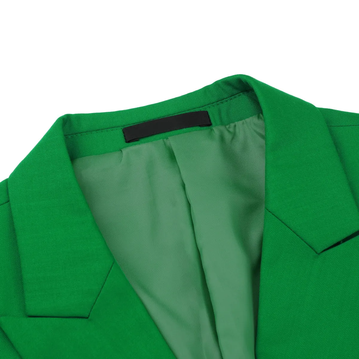 2-Piece Double Breasted Solid Color Green Suit