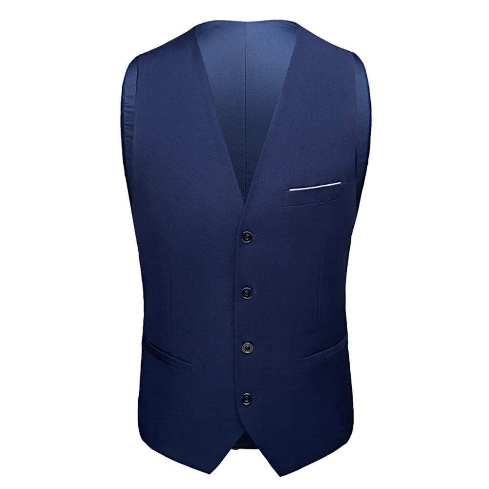 3-Piece Slim Fit Suit Casual Navy Suit