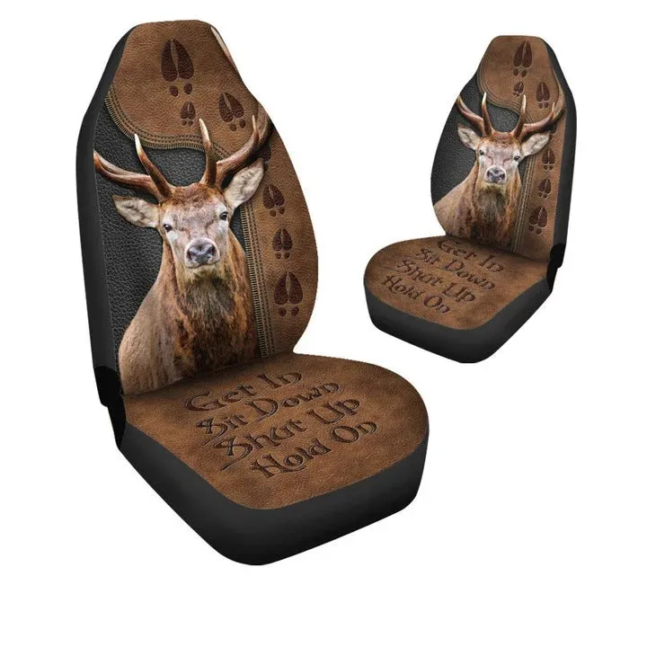 3D All Over Printed Deer On Front Car Sear Cover Brown Pattern