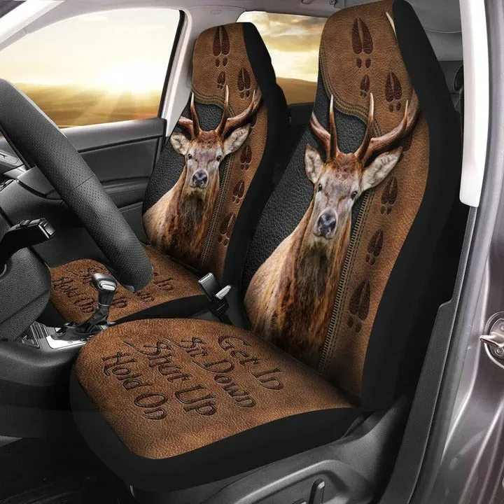 3D All Over Printed Deer On Front Car Sear Cover Brown Pattern