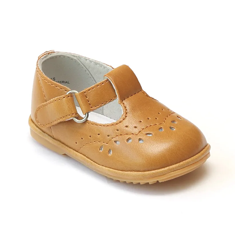 Angel Baby Girls Mustard Golden Yellow T-Strap Mary Janes