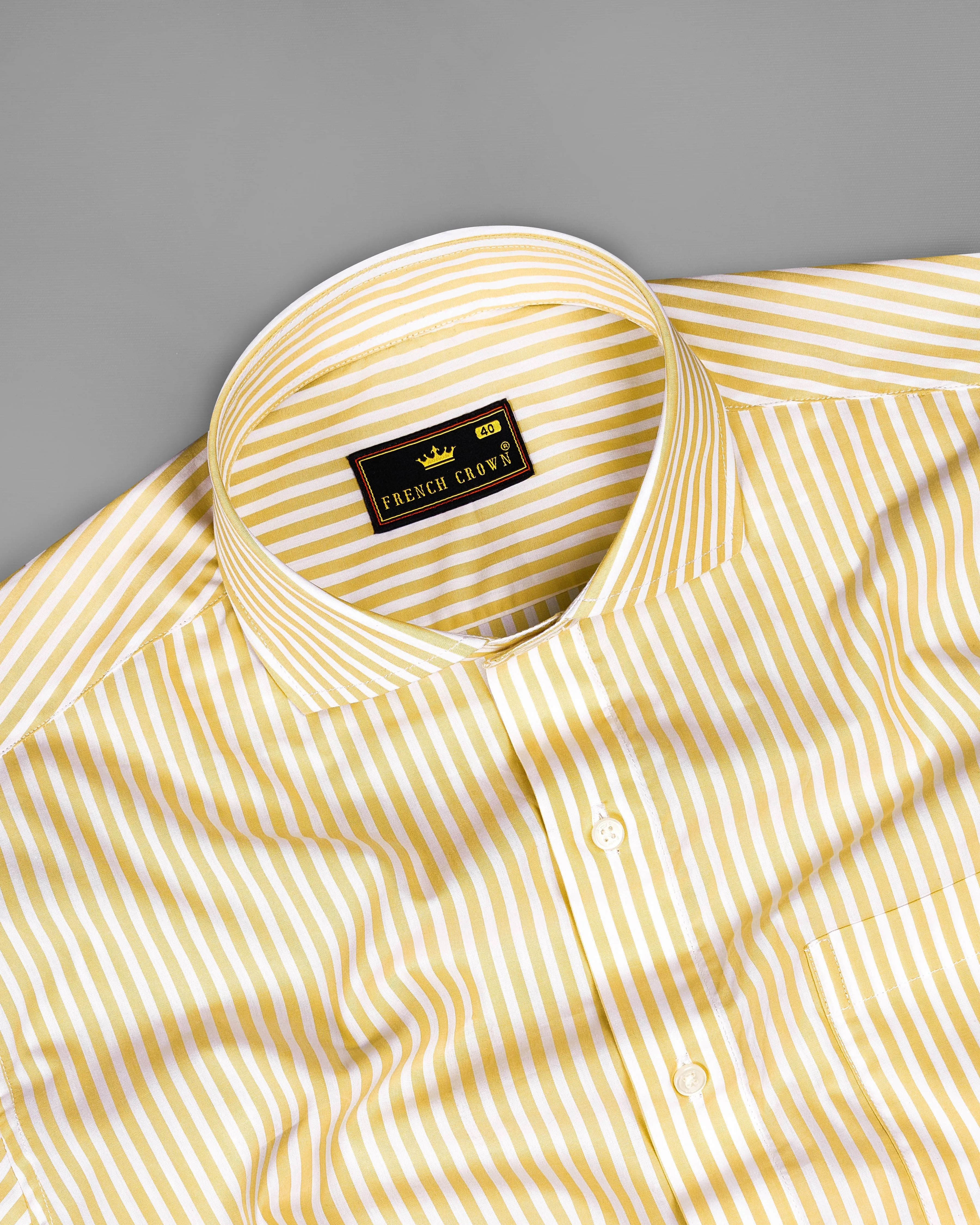 Apache Yellow and White Striped Premium Cotton Shirt