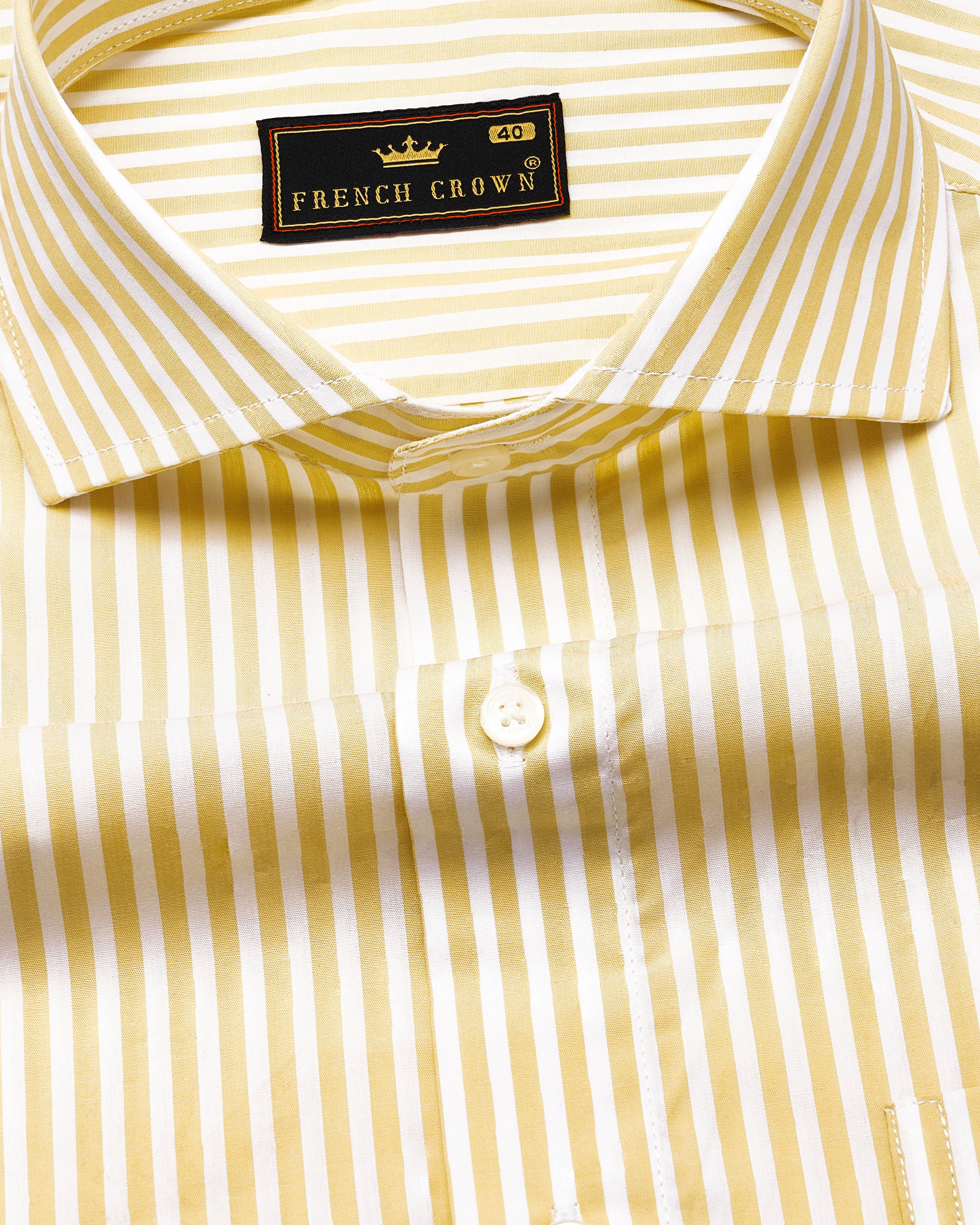 Apache Yellow and White Striped Premium Cotton Shirt