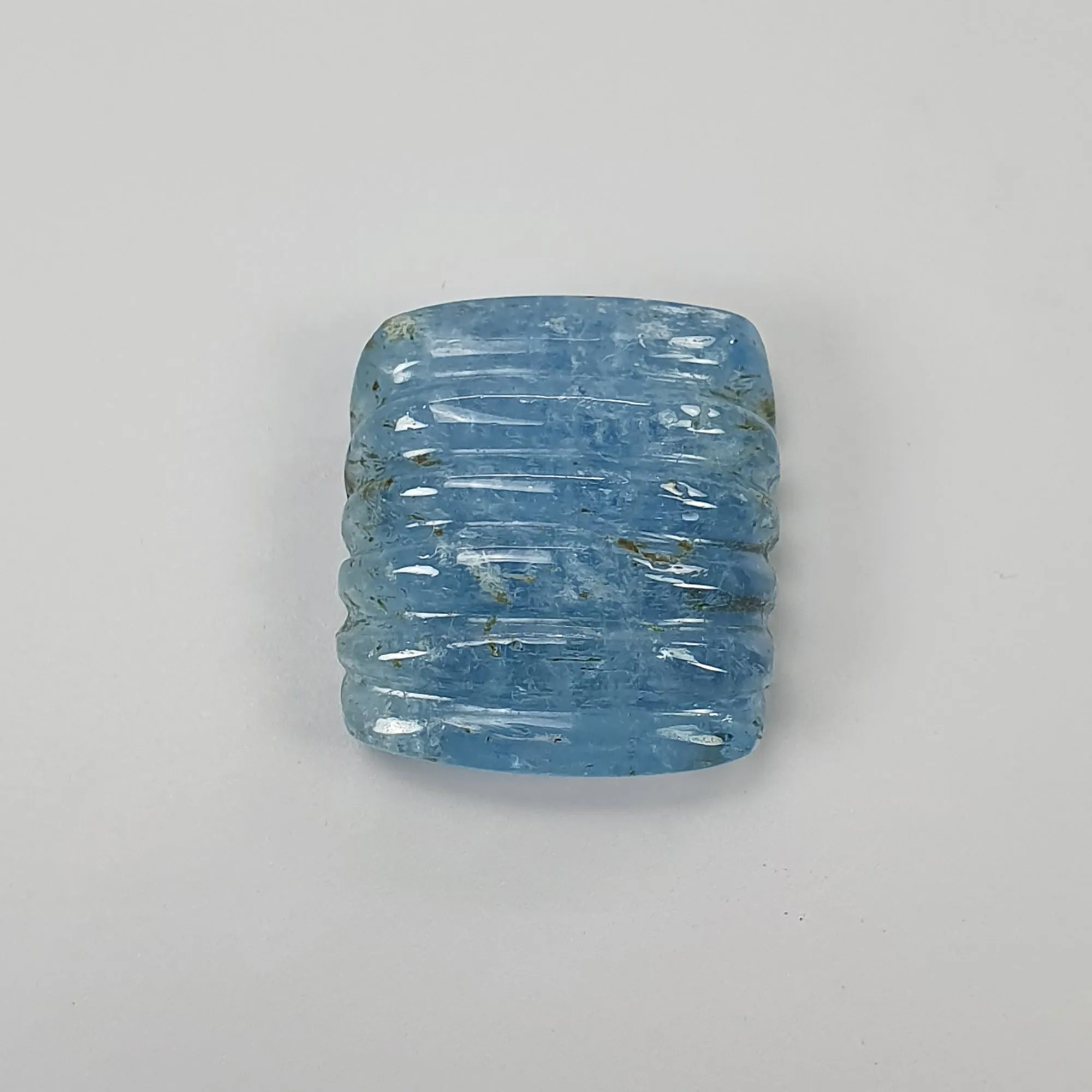 AQUAMARINE Gemstone Carving  : 21.85cts Natural Untreated Blue Aqua Hand Carved Cushion Shape 18.5*17mm