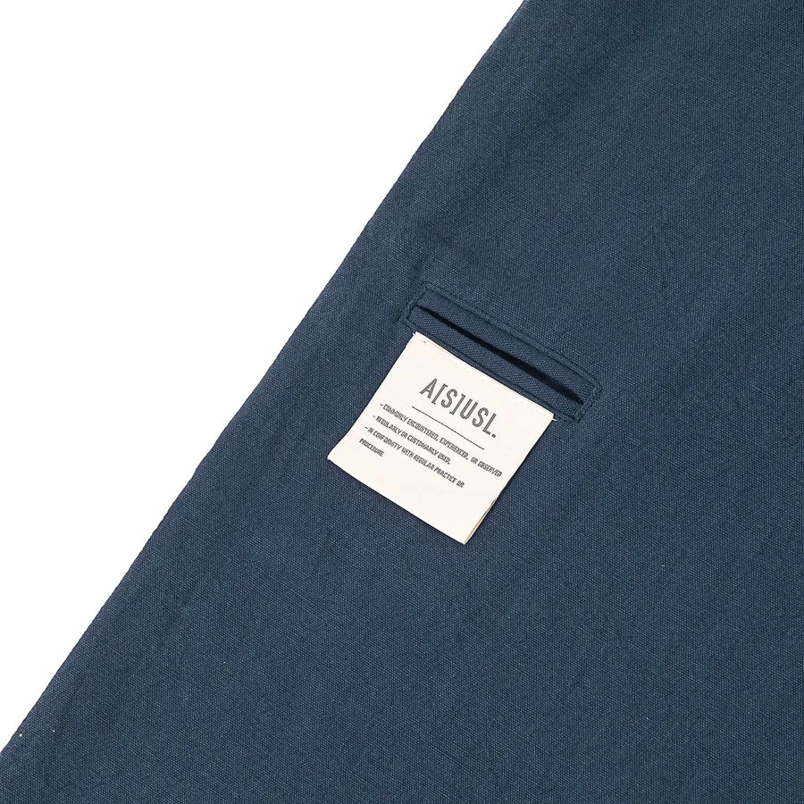 A[S]USL COTTON LINEN ALLOVER PANTS-NAVY