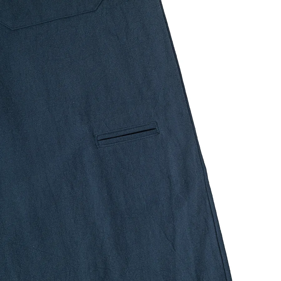 A[S]USL COTTON LINEN ALLOVER PANTS-NAVY