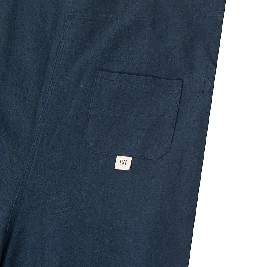 A[S]USL COTTON LINEN ALLOVER PANTS-NAVY