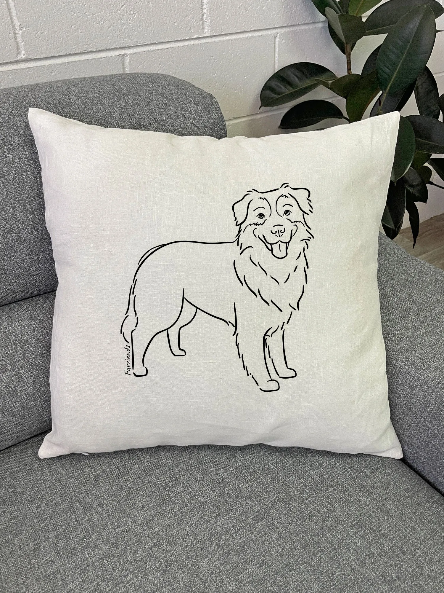 Australian Shepherd Linen Cushion Cover