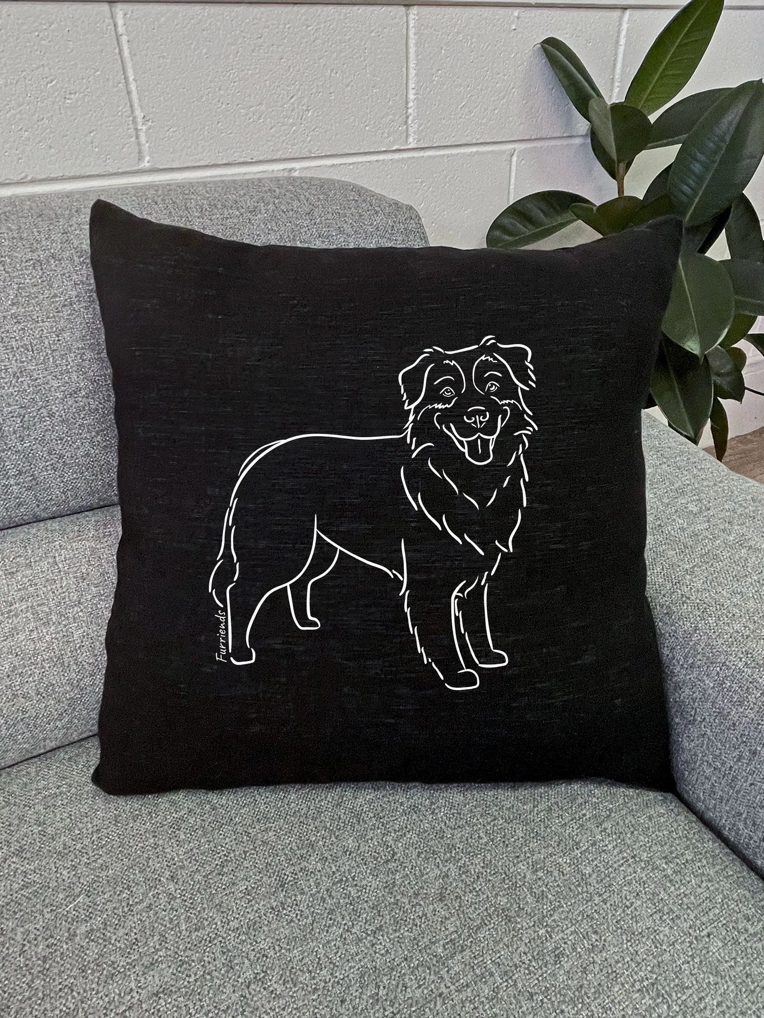 Australian Shepherd Linen Cushion Cover