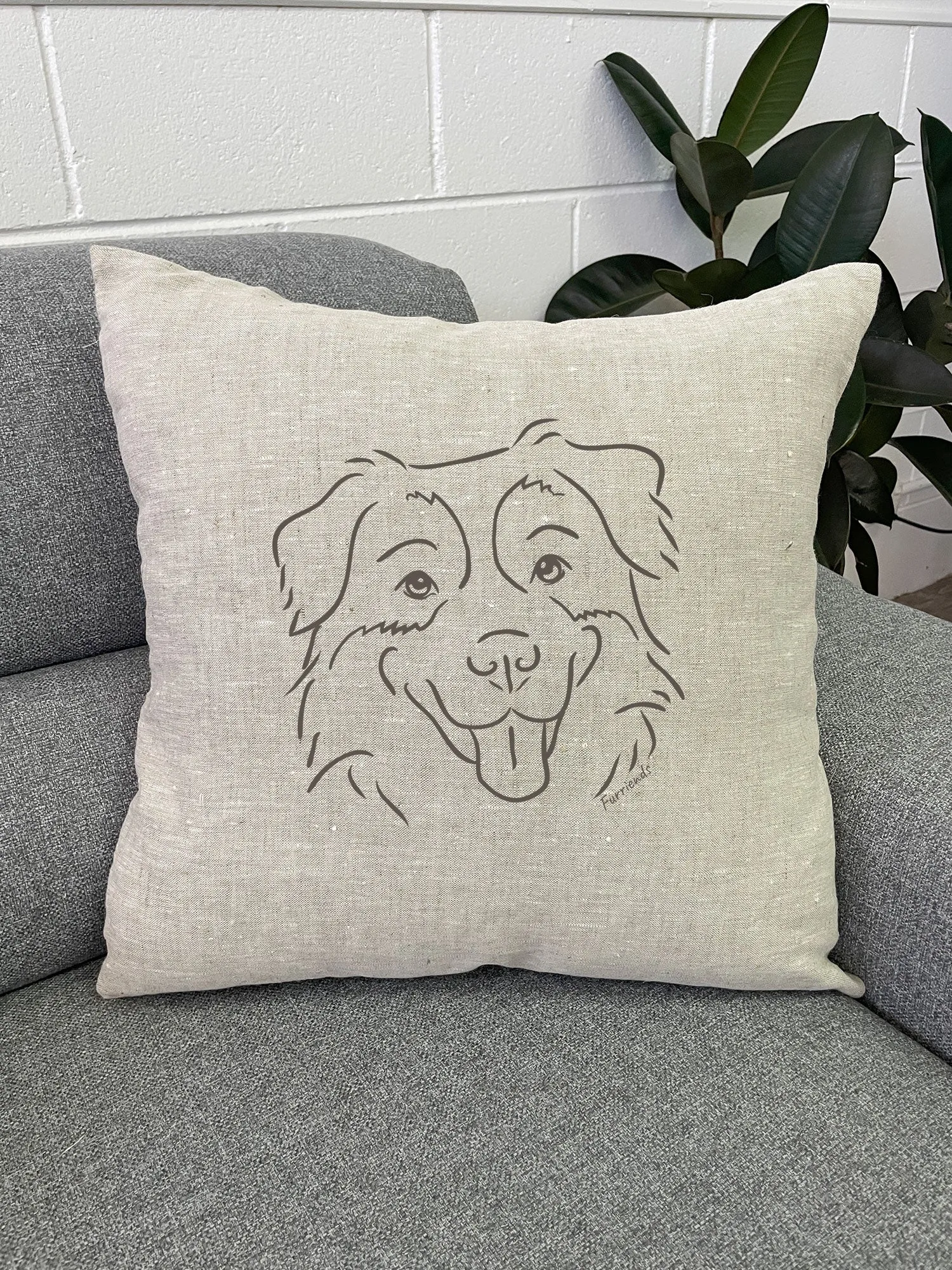 Australian Shepherd Linen Cushion Cover