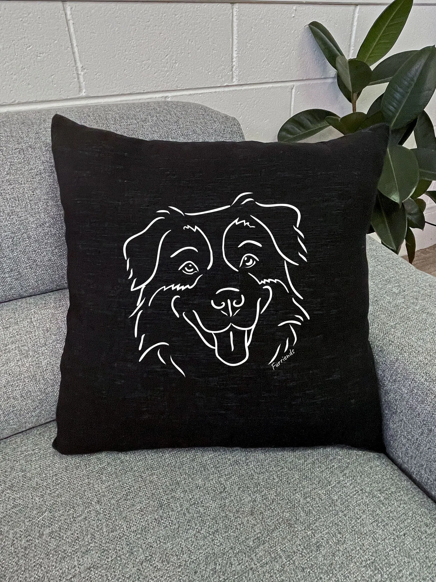 Australian Shepherd Linen Cushion Cover