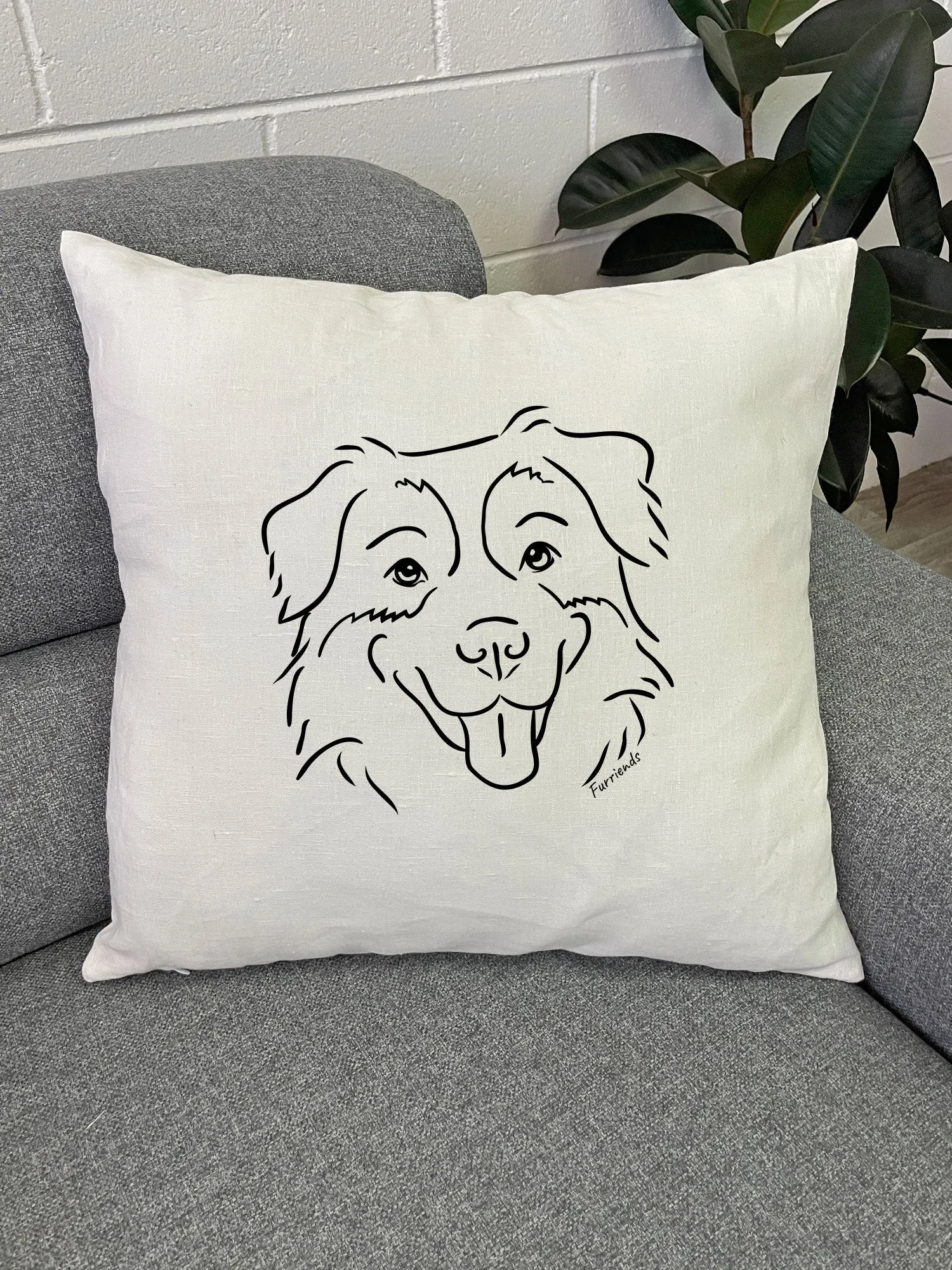 Australian Shepherd Linen Cushion Cover