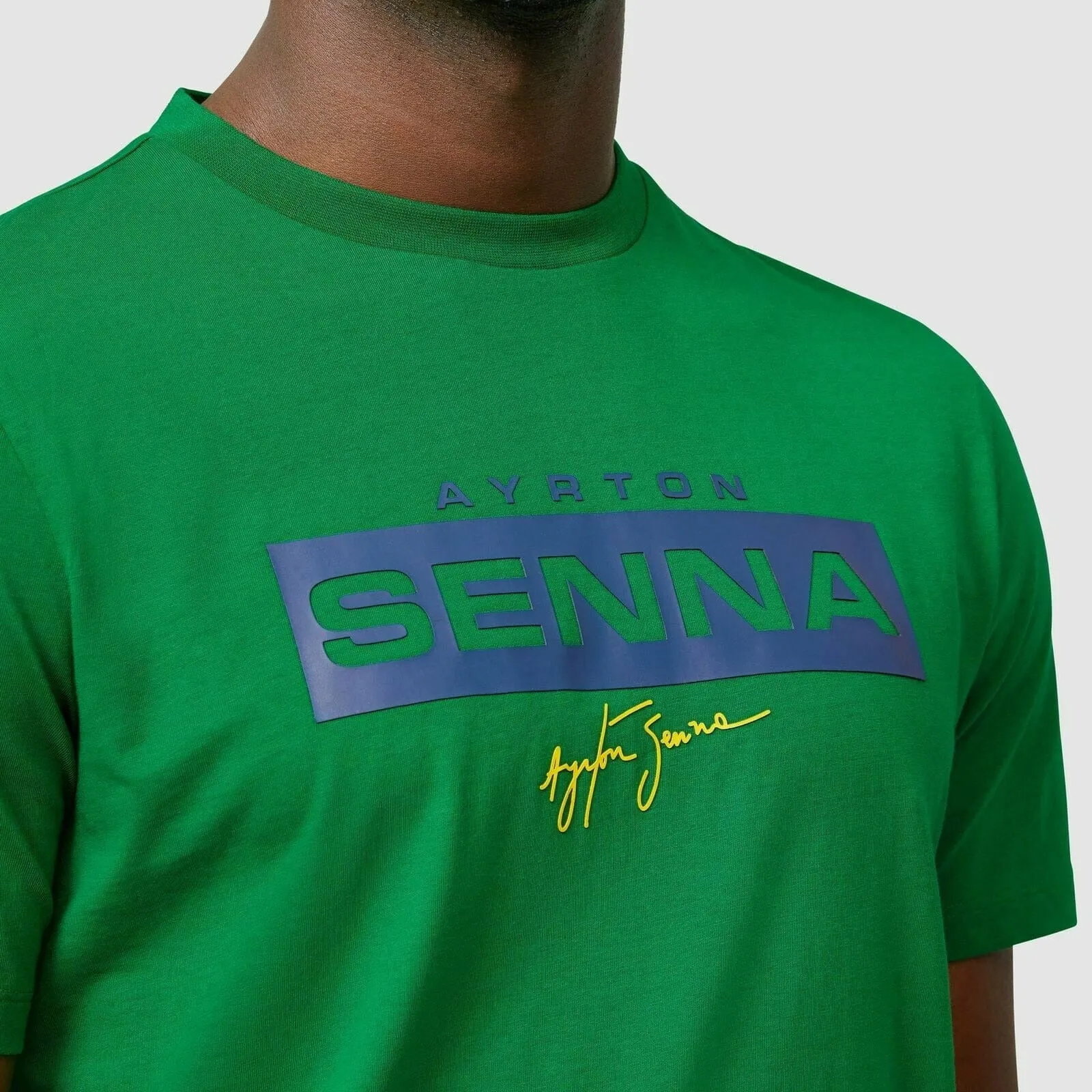 Ayrton Senna Fanwear Logo T-Shirt - Navy/Green/Yellow