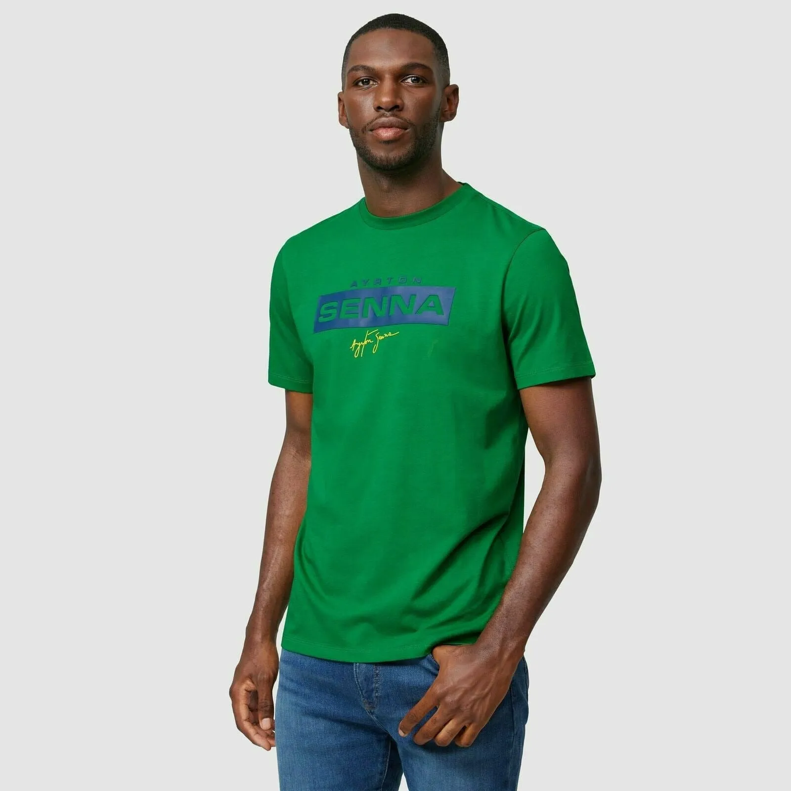 Ayrton Senna Fanwear Logo T-Shirt - Navy/Green/Yellow