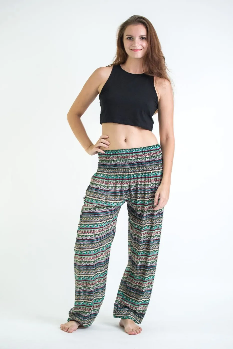 Aztec Stripes Women's Harem Pants in Aqua