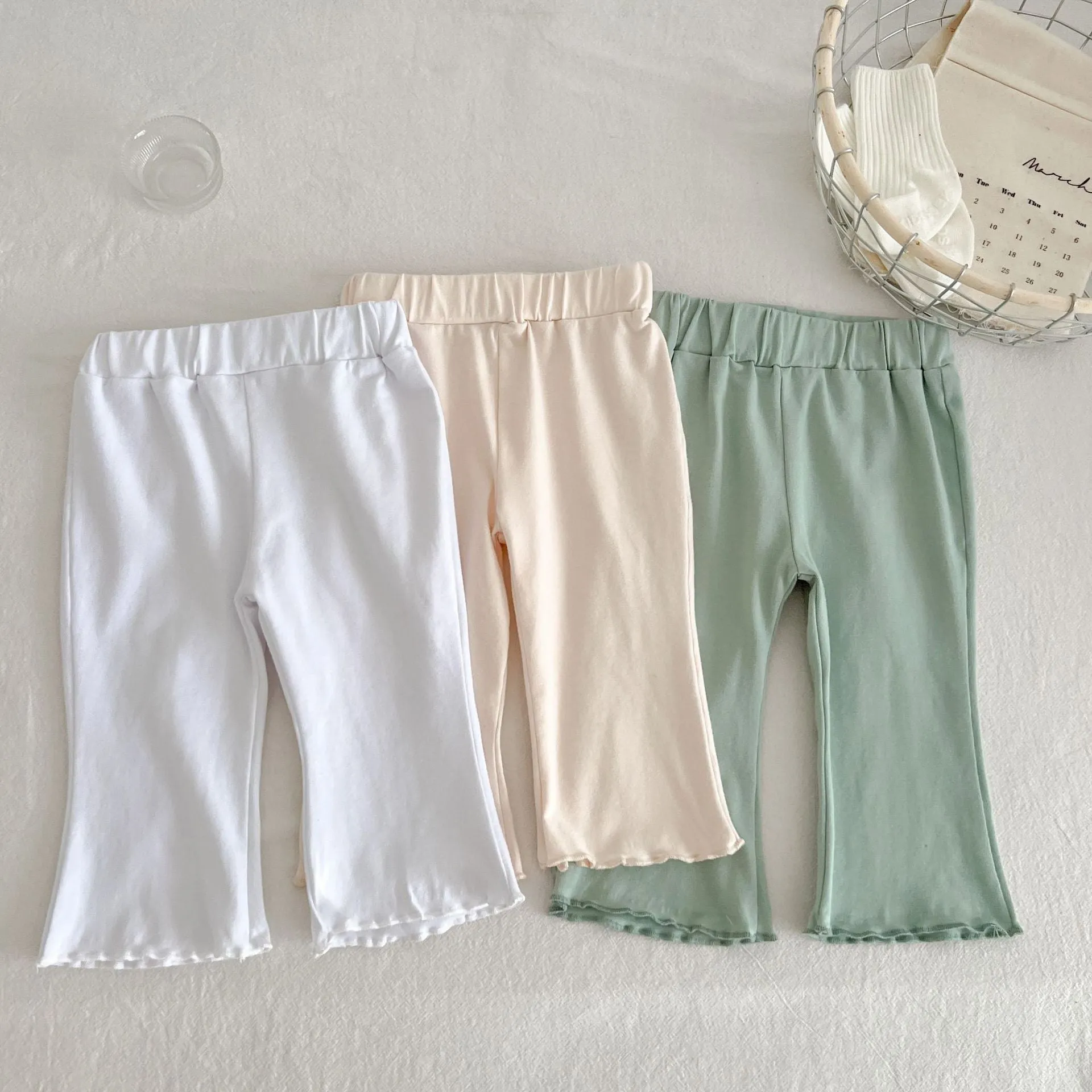 Baby Kid Girls Solid Color Pants Wholesale 24030131