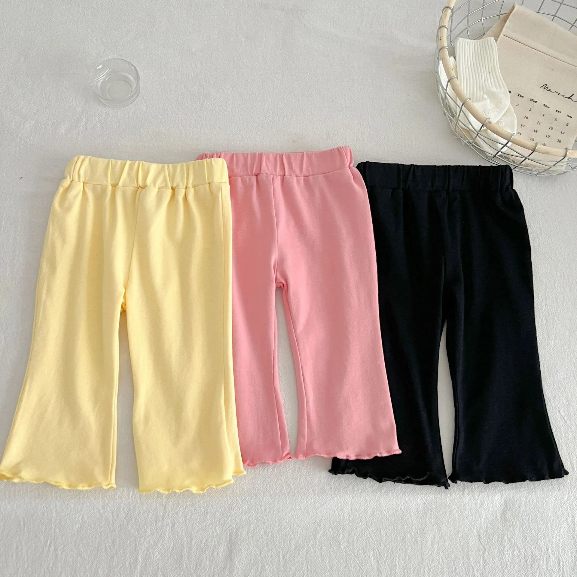 Baby Kid Girls Solid Color Pants Wholesale 24030131