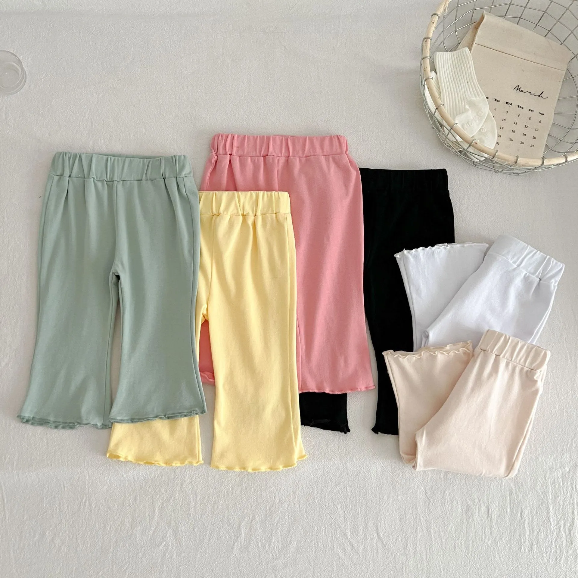 Baby Kid Girls Solid Color Pants Wholesale 24030131