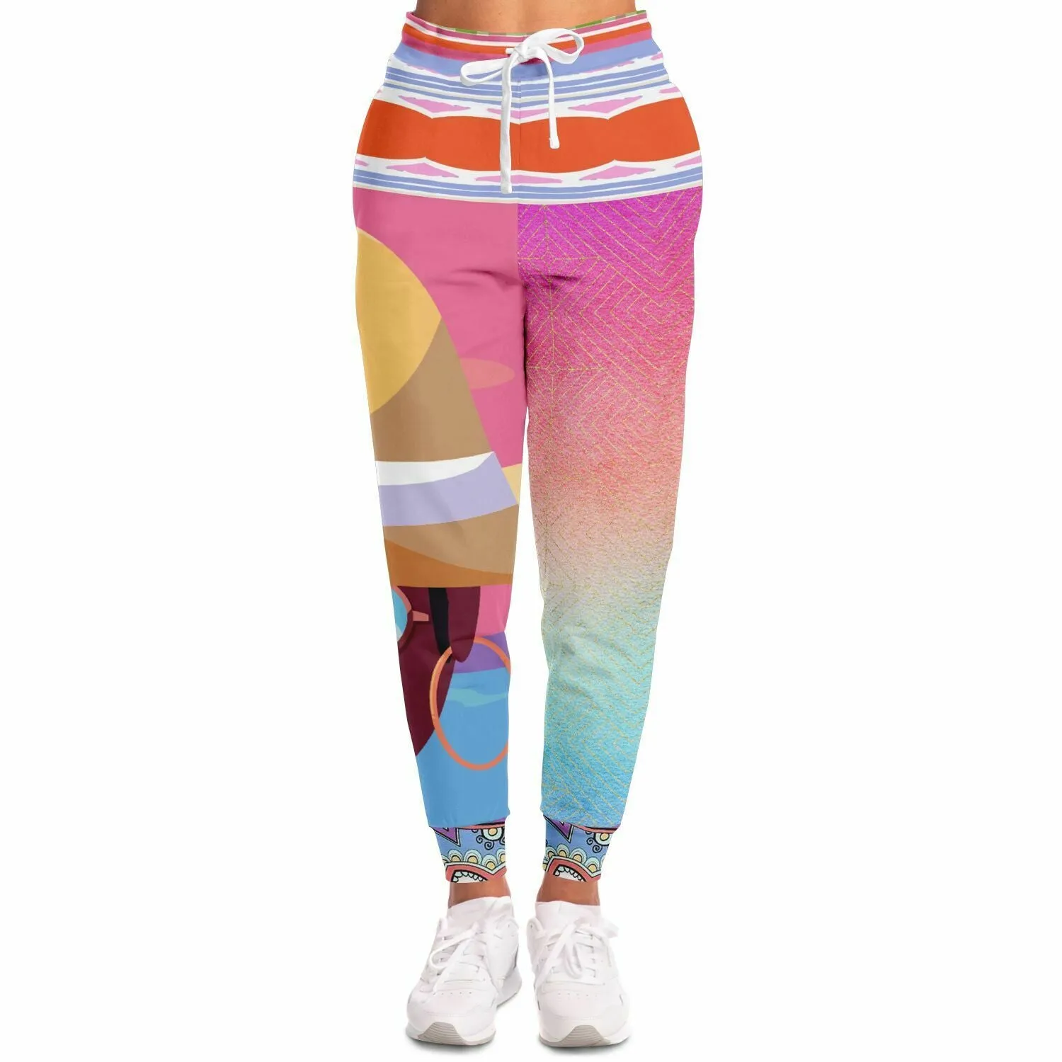 Bahama Mama Pink Ombre Striped Unisex Eco-Poly Joggers