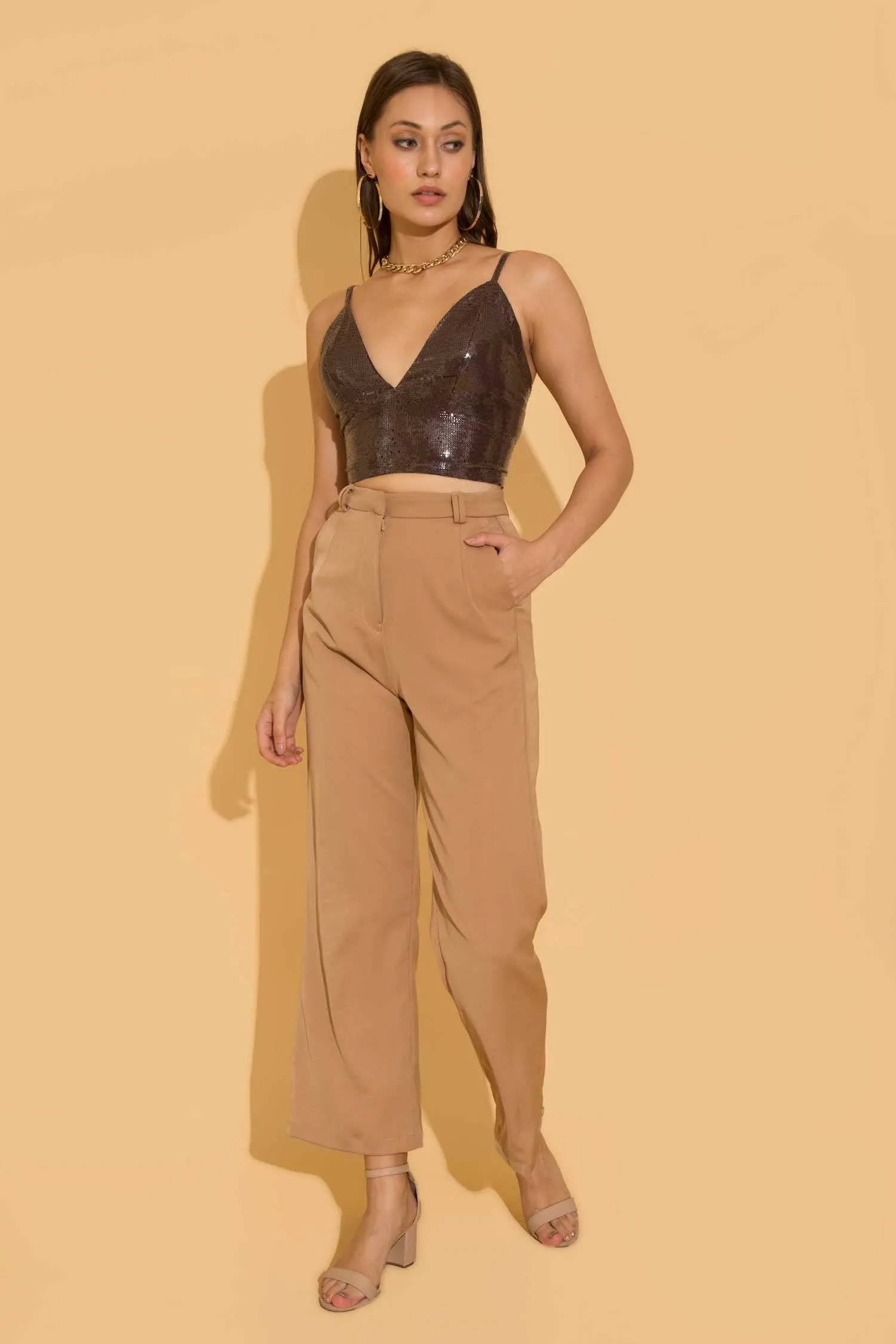 Beige Formal Pants