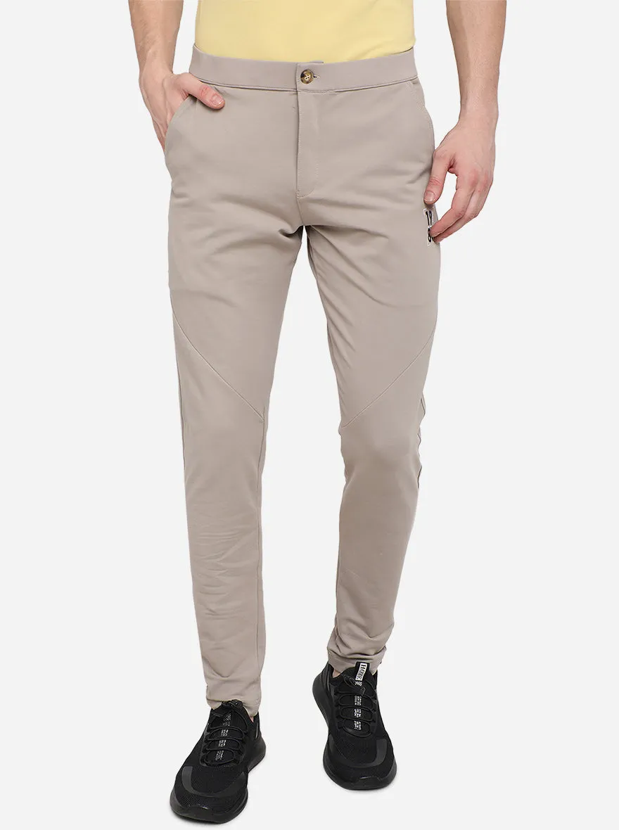 Beige Solid Slim Fit Track Pants | JadeBlue