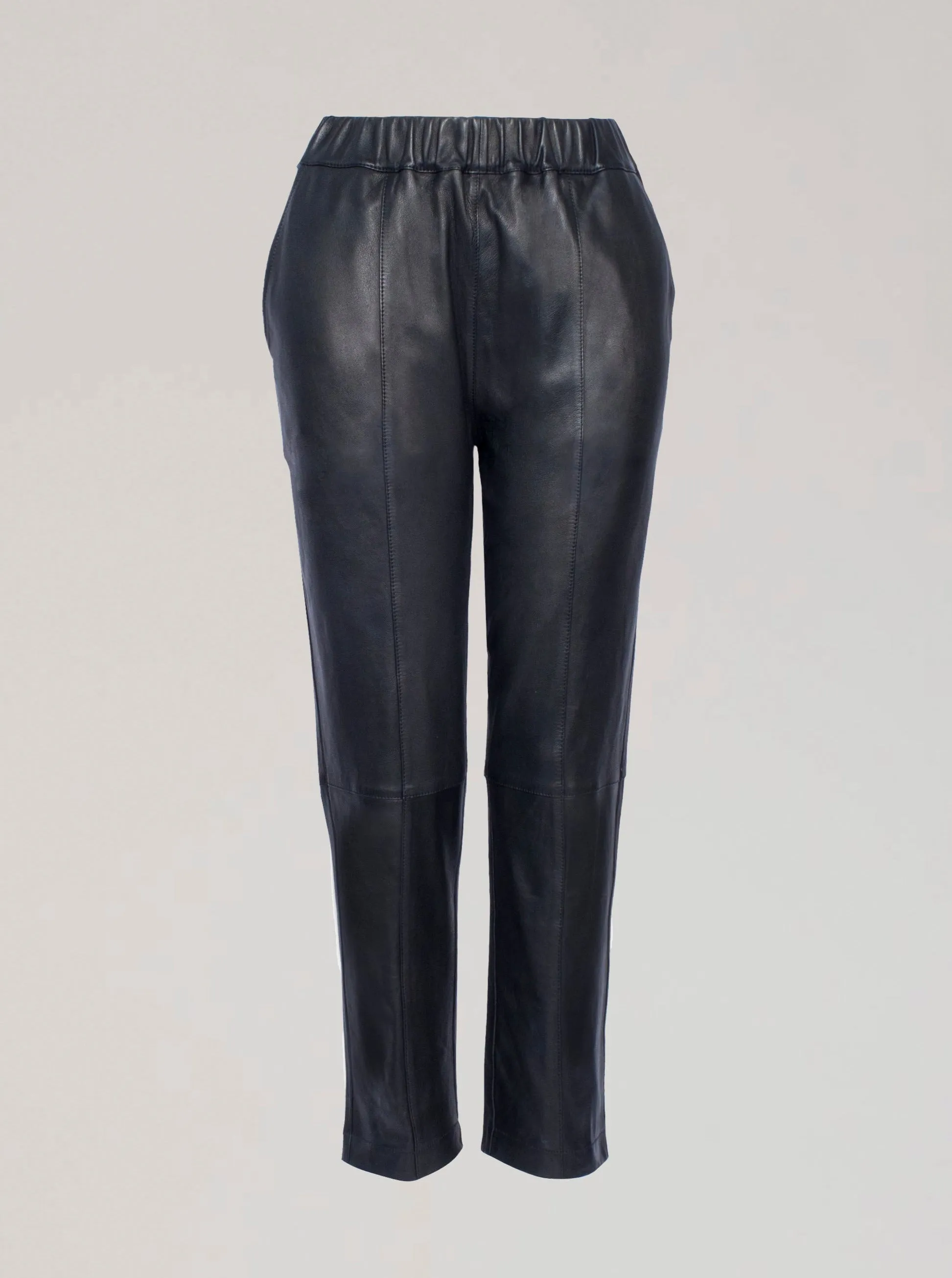 BIANCA LEATHER JOGGER - BLACK