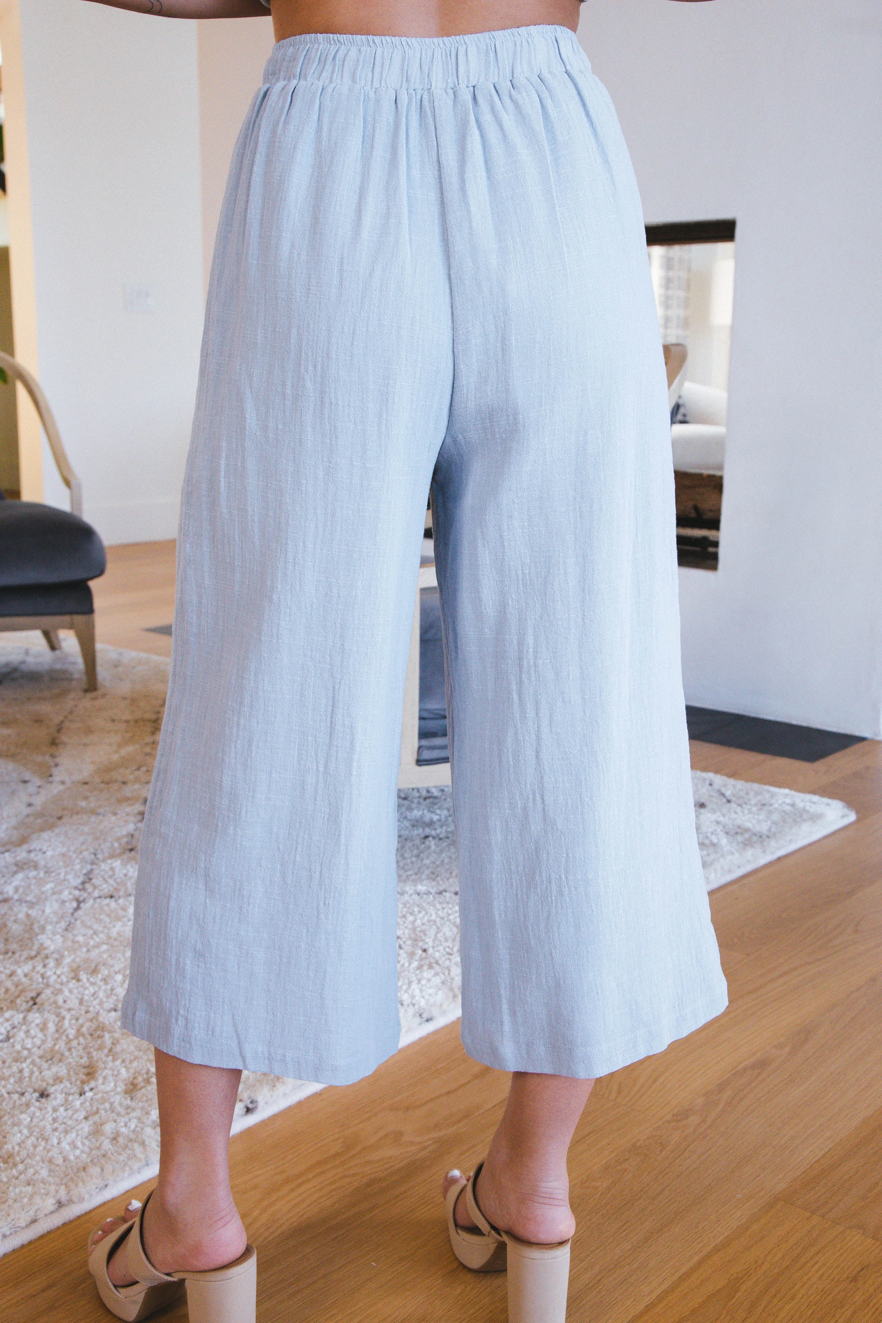 Bird Song Wide Leg Cropped Pant, Cloud Blue | Sadie & Sage