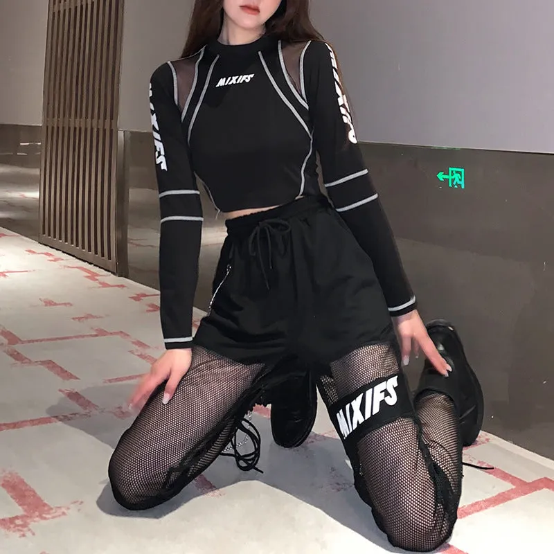 Black Mesh Pants Shirt