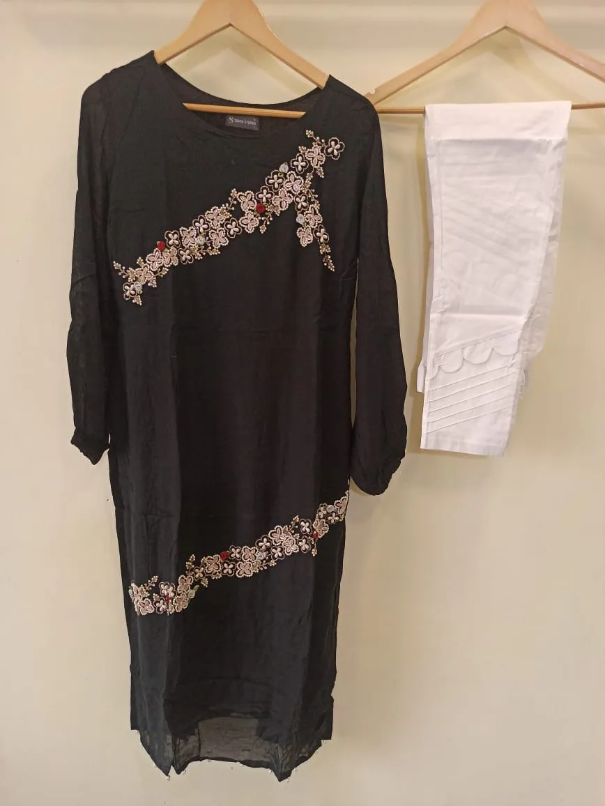 Black Muslin Tunic set