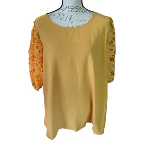 Bloomchic Yellow Gold Lace Eyelet Lace Shirt Size 14/16