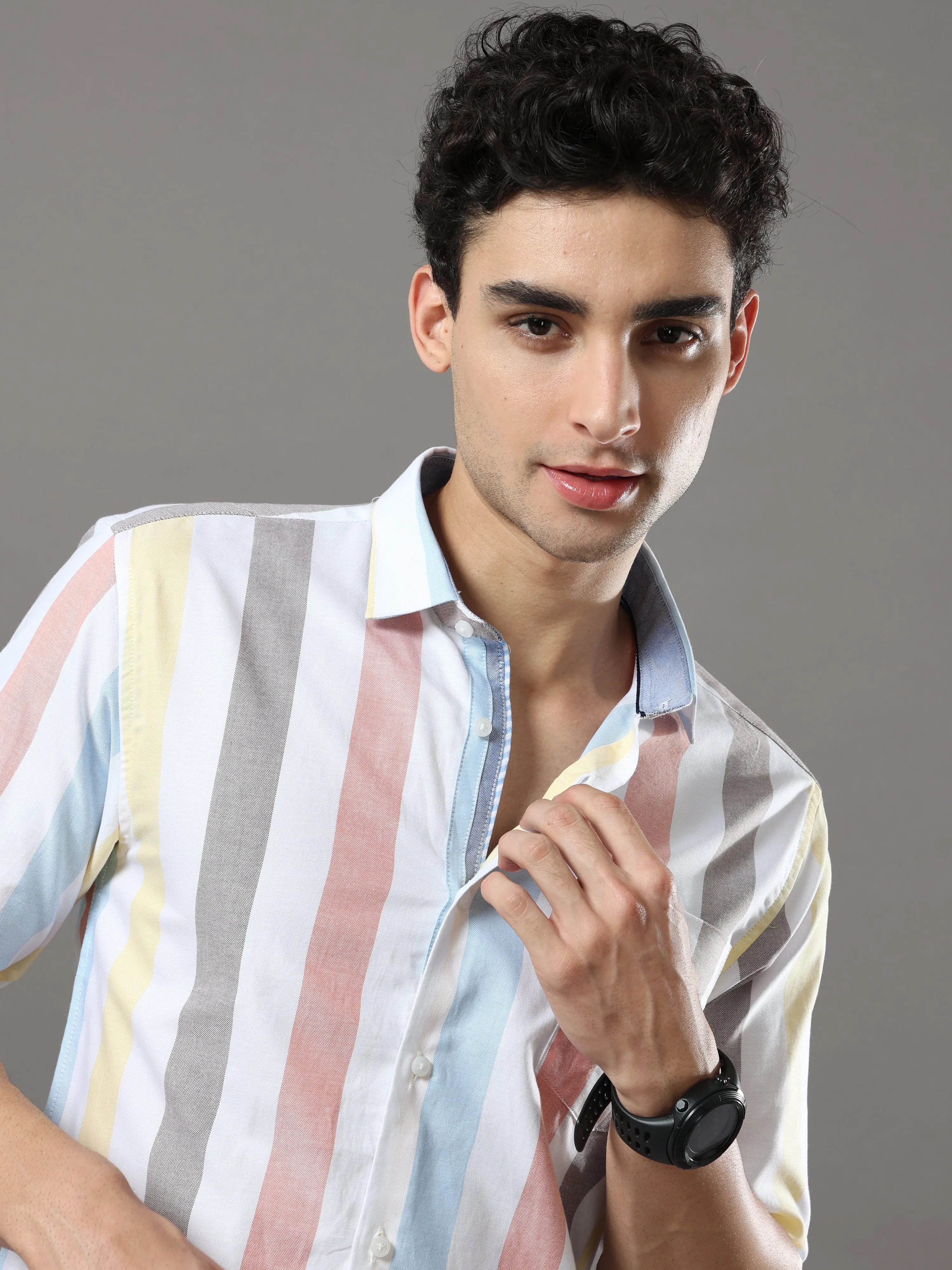 Blue And Yellow Stripes Shirt