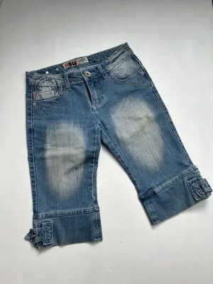 Blue denim low rise jorts /capris pants (XS)