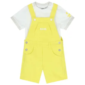 Boss Sets Dungaree   T-Shirt White-Yellow