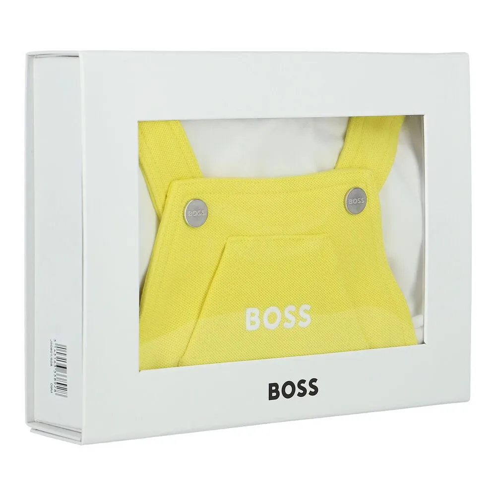 Boss Sets Dungaree   T-Shirt White-Yellow