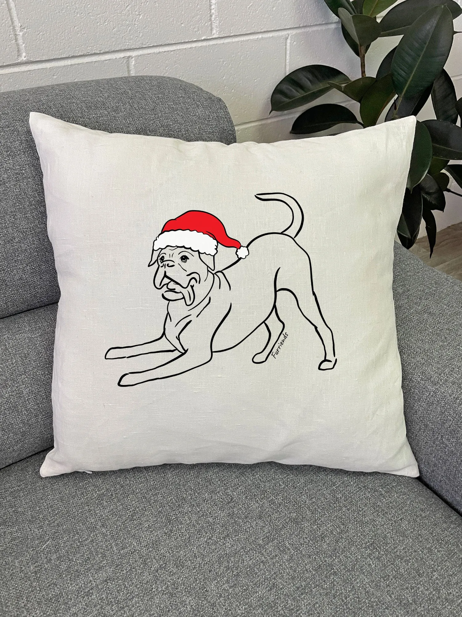 Boxer Christmas Edition Linen Cushion Cover