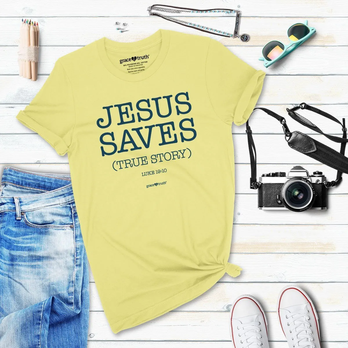 Cherished Girl Grace & Truth Jesus Saves True Story Girlie Christian Bright T Shirt