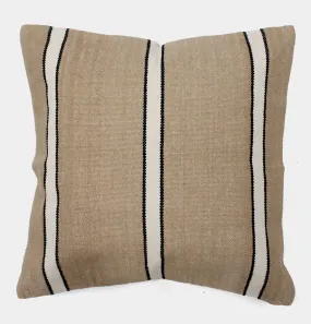 Cotton Cushion in Beige, Cream & Black Stripe – 53 cm