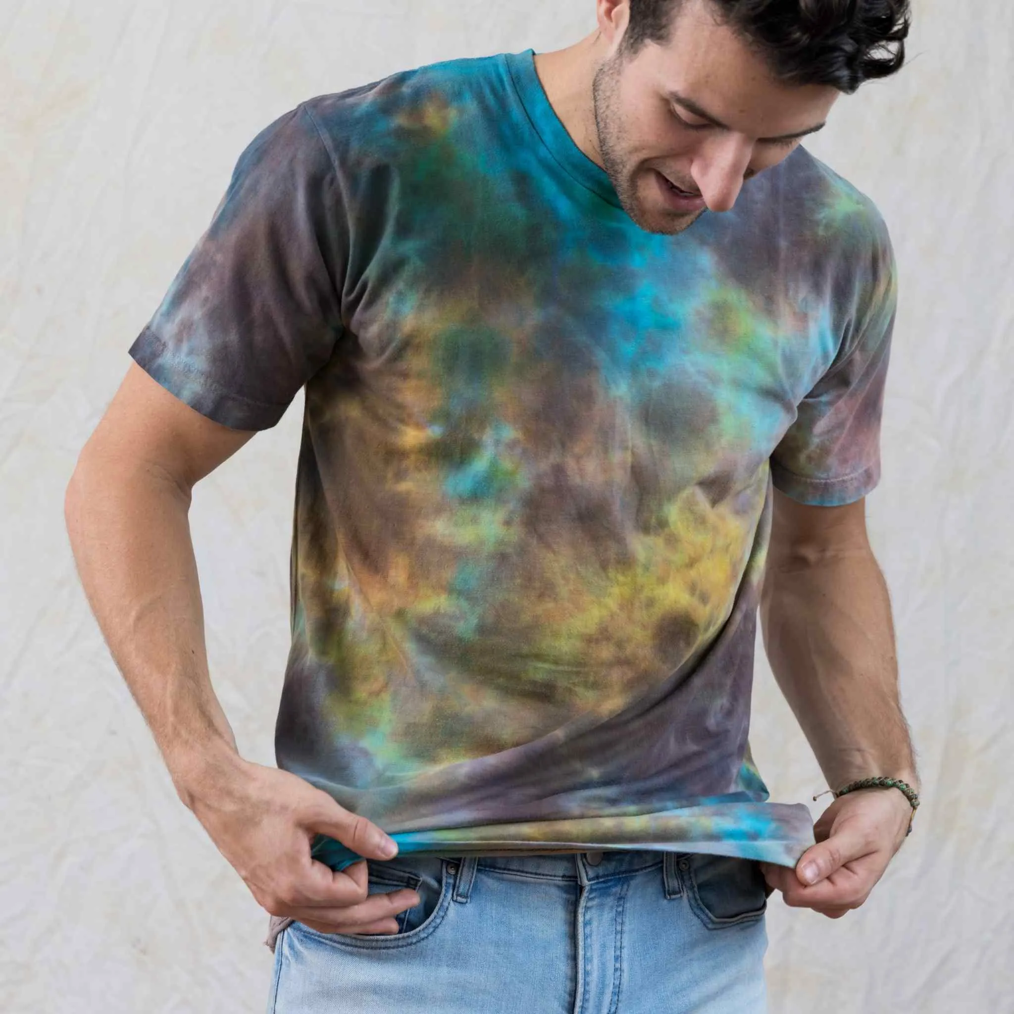 Desert Rust Yellow and Turquoise Tie Dye T-Shirt Unisex Cotton Tee