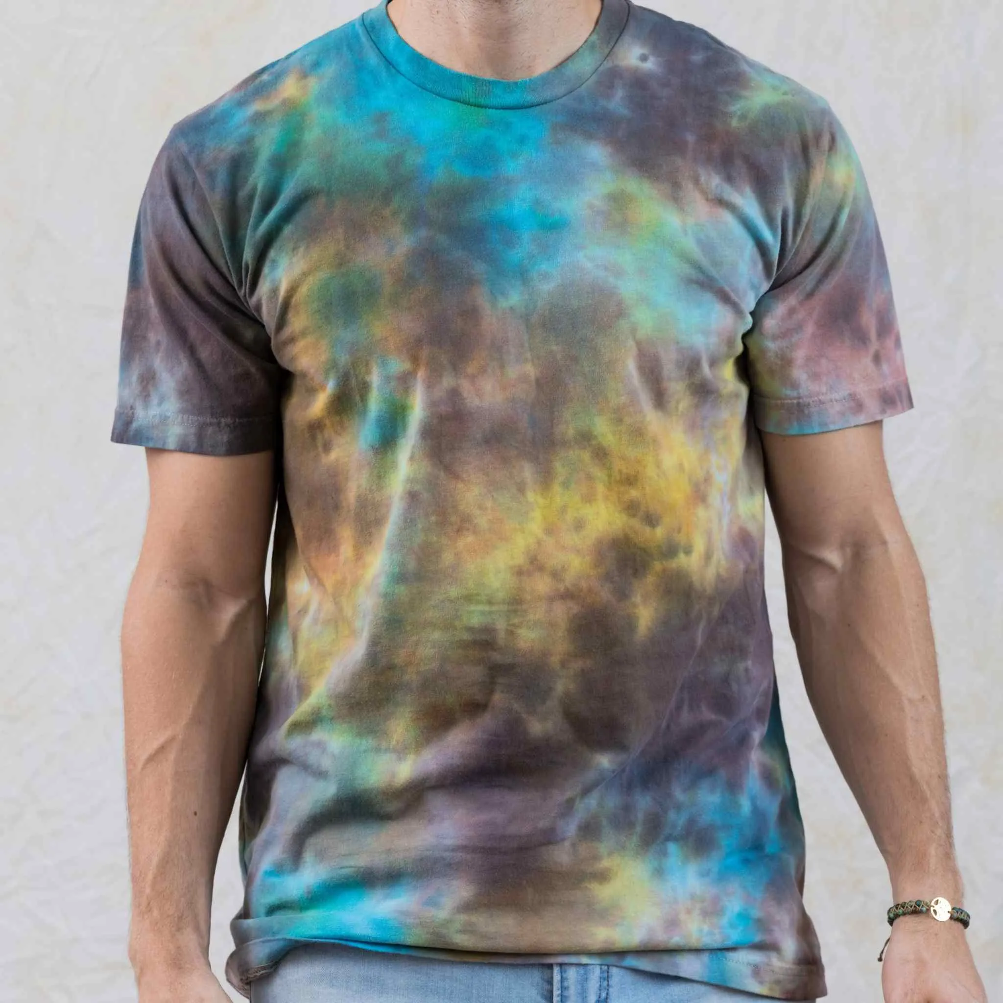 Desert Rust Yellow and Turquoise Tie Dye T-Shirt Unisex Cotton Tee