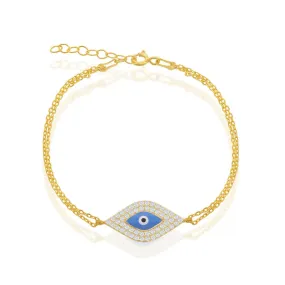 Double-Strand Evil Eye Bracelet - Gold Plated