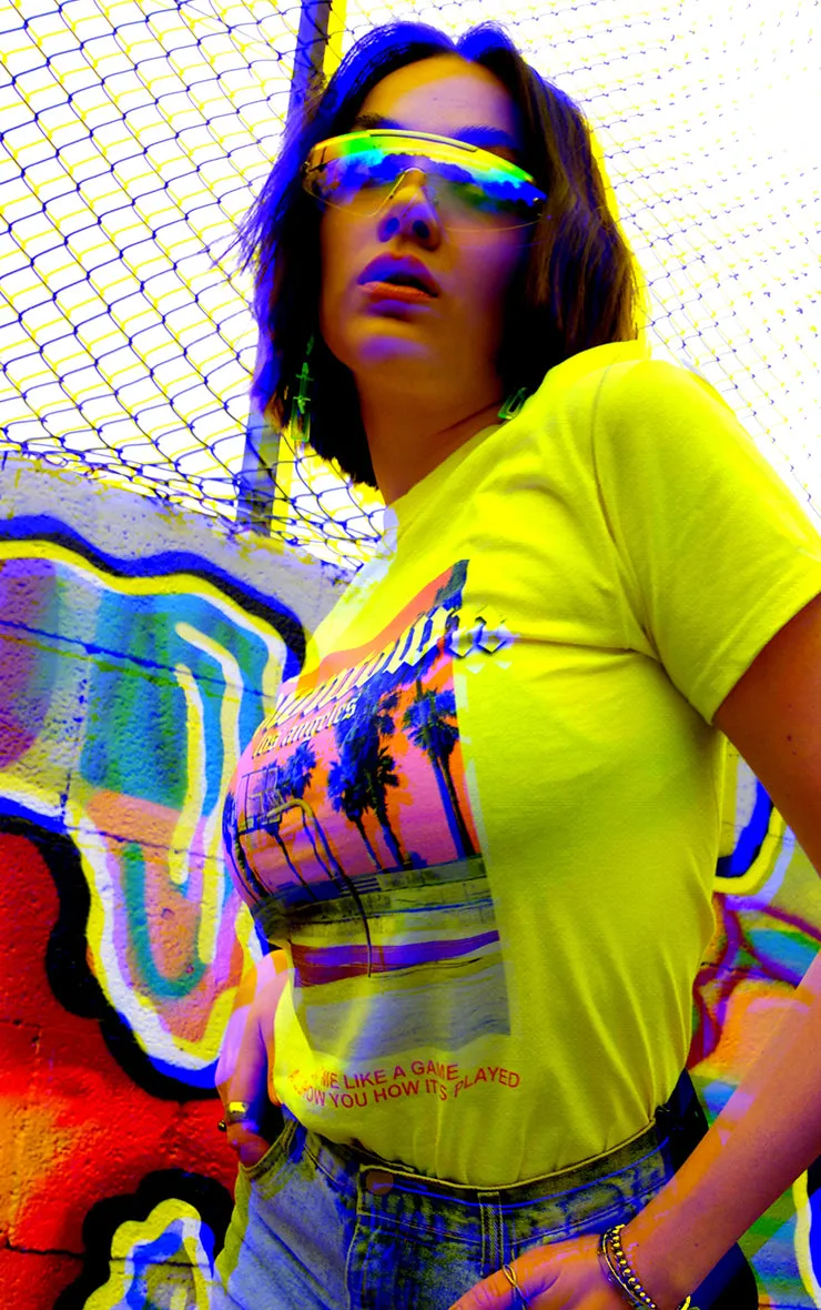 Downtown Los Angeles Neon Yellow T-Shirt