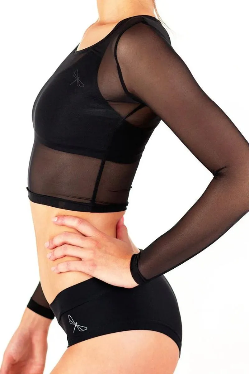 Dragonfly Pavi Crop Top - Black Mesh