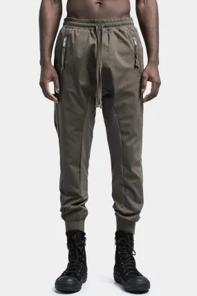 Drop crotch zip pocket tech pants, Ivy green