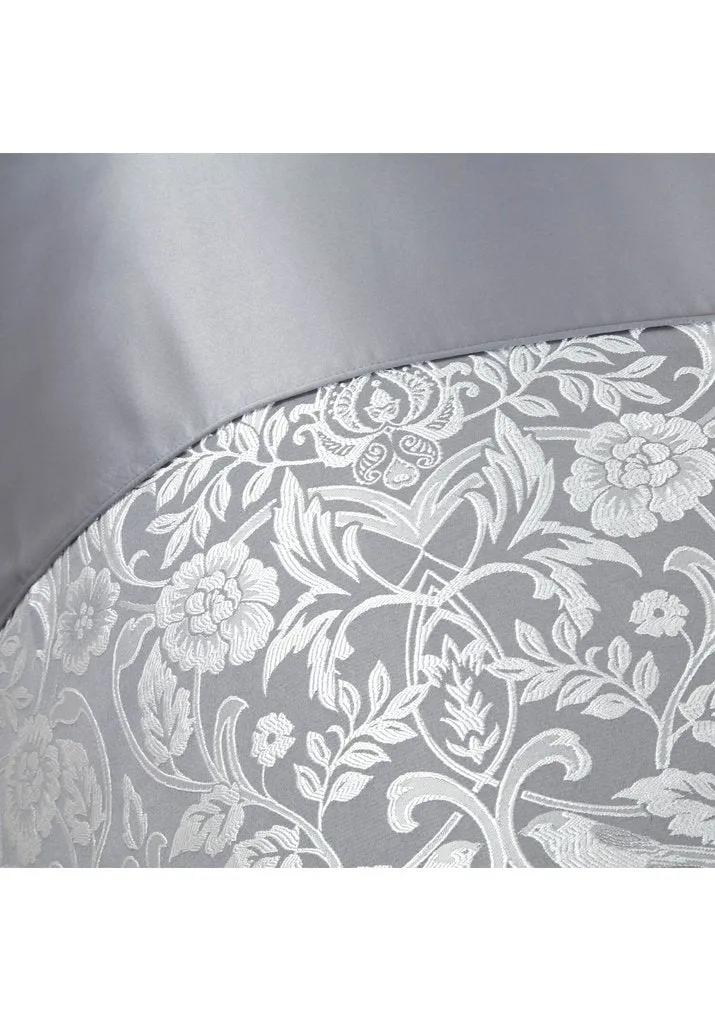 Embellished Jacquard Duvet Set - Silver