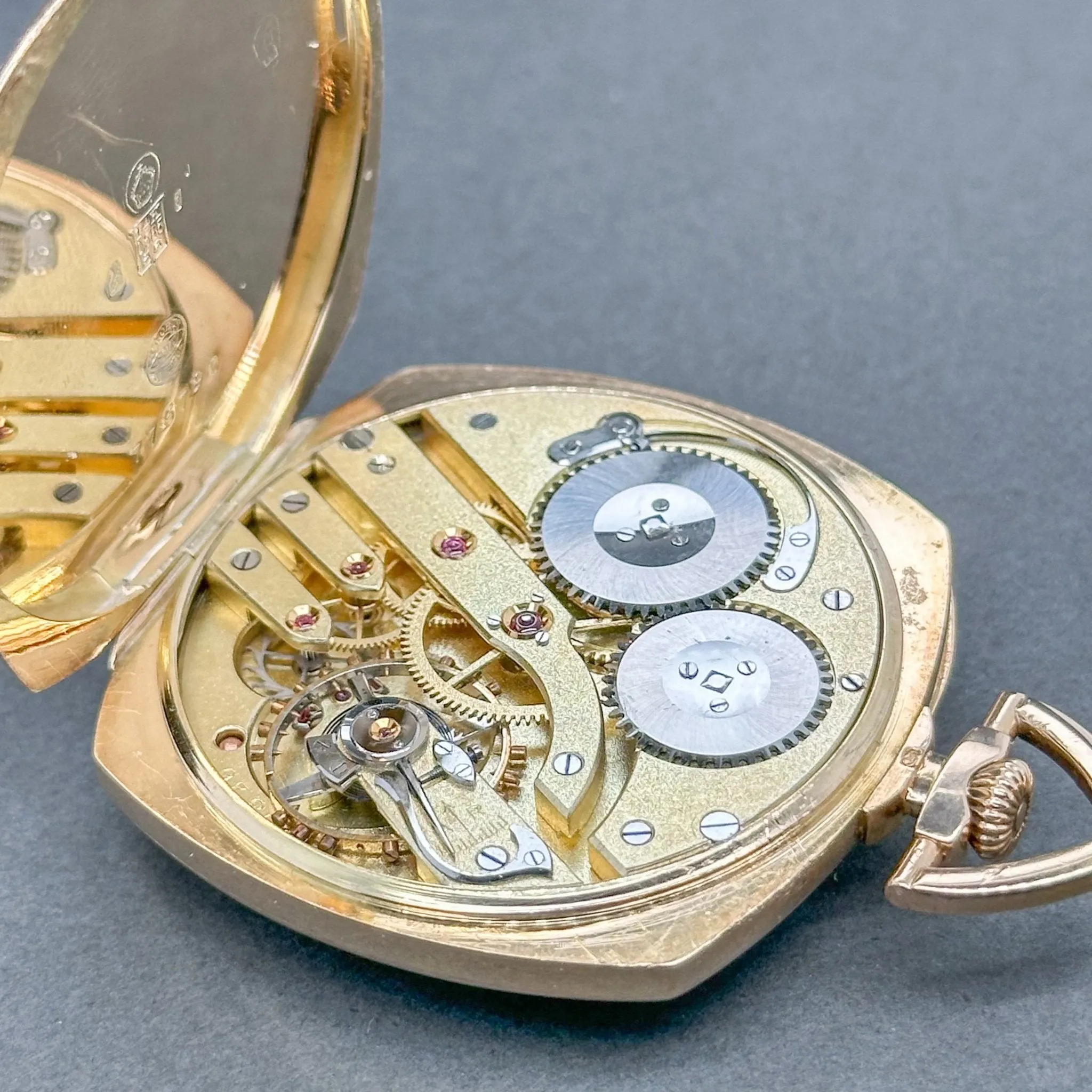 Estate IWC Art Deco 14K R Gold Mechanical Pocket Watch