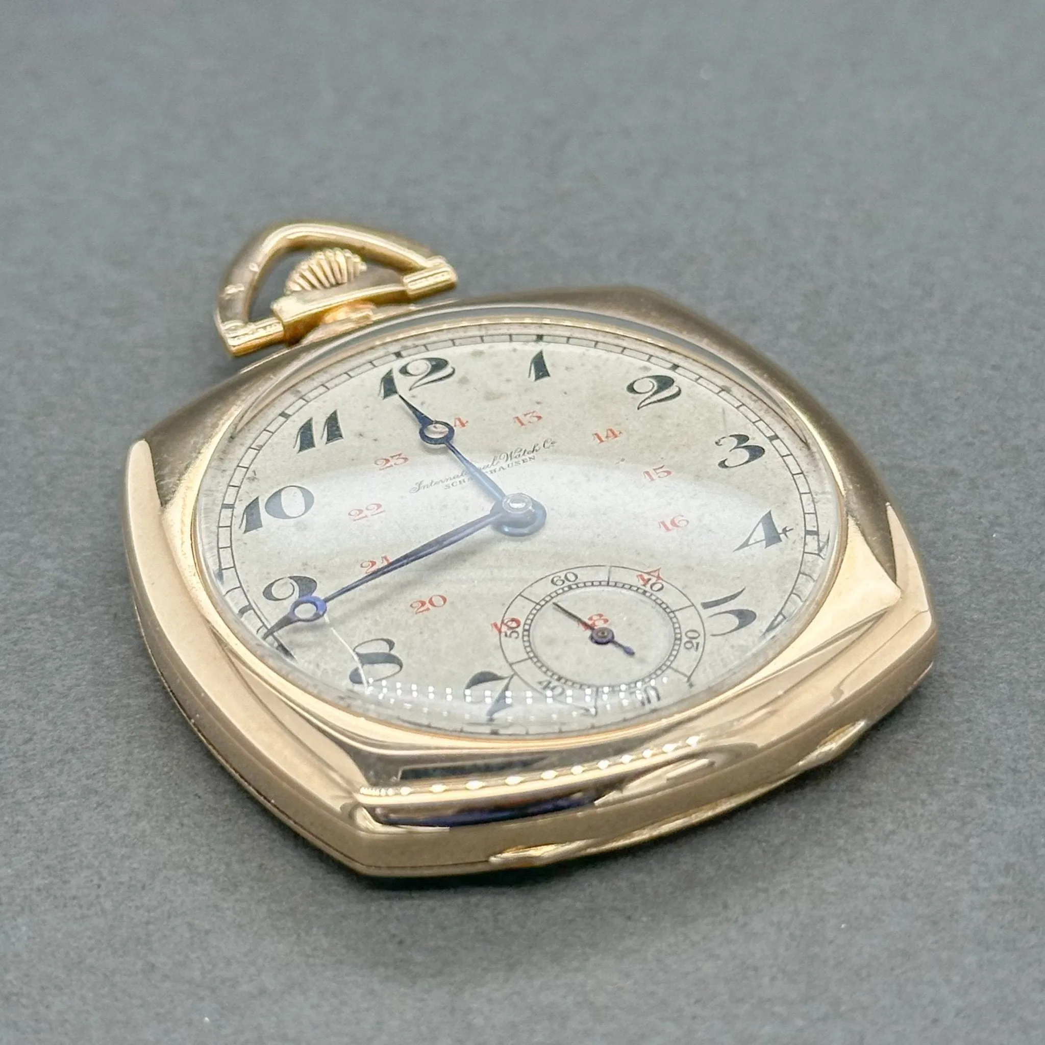 Estate IWC Art Deco 14K R Gold Mechanical Pocket Watch