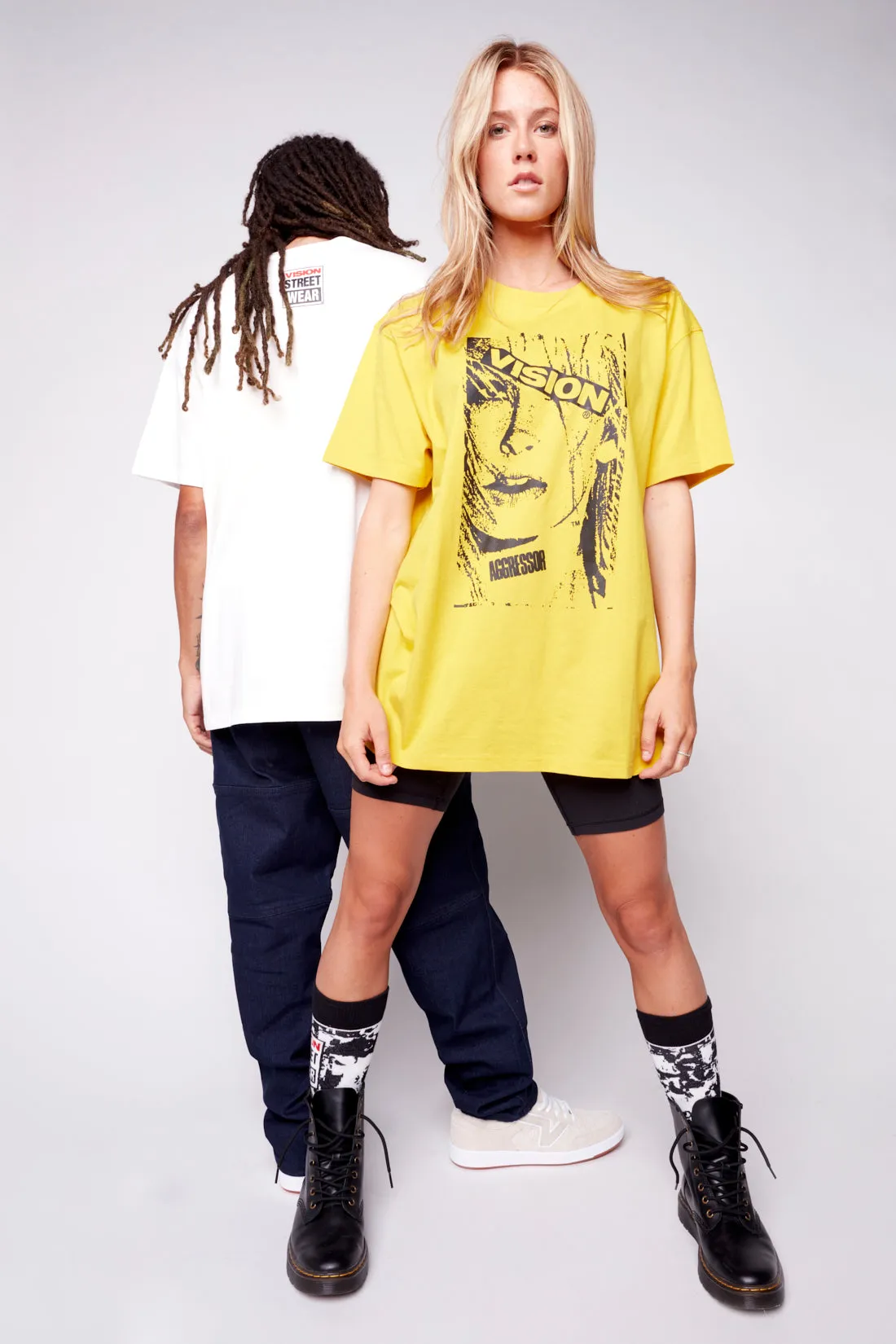 Face Print Logo T-Shirt - Yellow