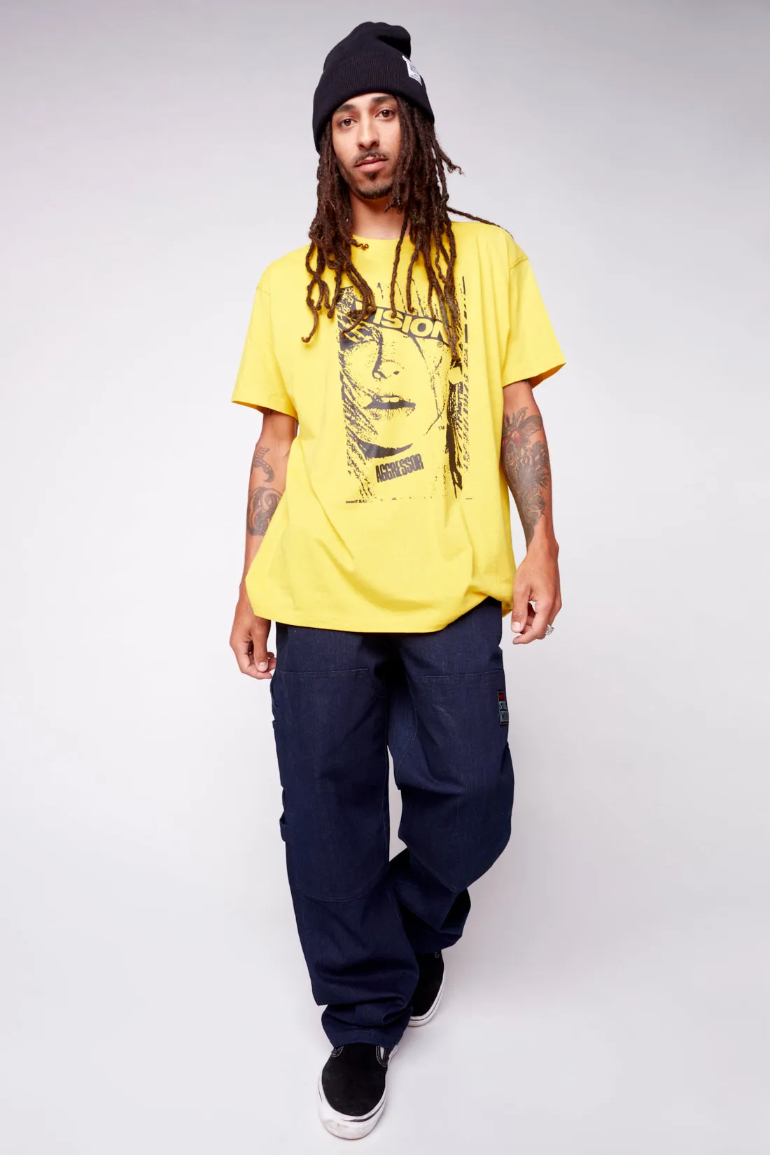 Face Print Logo T-Shirt - Yellow